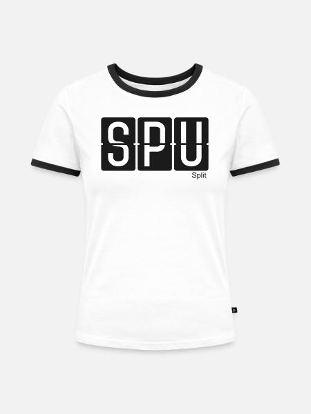 Split - Frauen Kontrast-T-Shirt - Weiß/Schwarz