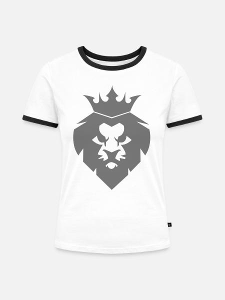 Löwe - Frauen Kontrast-T-Shirt - Weiß/Schwarz