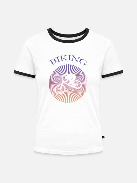 biking - Frauen Kontrast-T-Shirt - Weiß/Schwarz