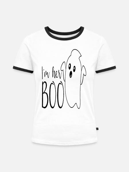 Ich bin ihr Boo - Frauen Kontrast-T-Shirt - Weiß/Schwarz