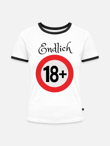 Endlich 18 - Frauen Kontrast-T-Shirt - Weiß/Schwarz