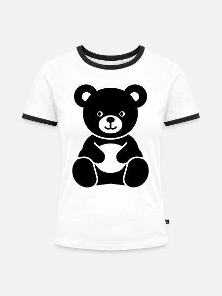 Teddybär - Frauen Kontrast-T-Shirt - Weiß/Schwarz