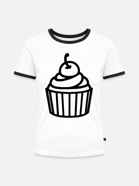 Cupcake - Frauen Kontrast-T-Shirt - Weiß/Schwarz