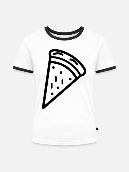 Pizzastück - Frauen Kontrast-T-Shirt - Weiß/Schwarz