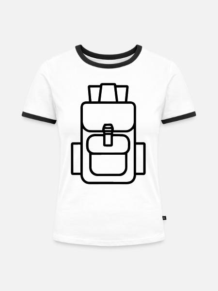 Rucksack - Frauen Kontrast-T-Shirt - Weiß/Schwarz