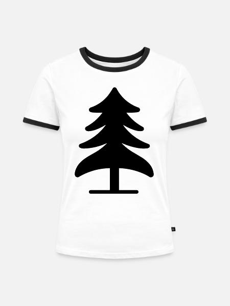 Baum - Frauen Kontrast-T-Shirt - Weiß/Schwarz