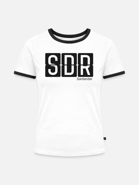 Santander - Frauen Kontrast-T-Shirt - Weiß/Schwarz