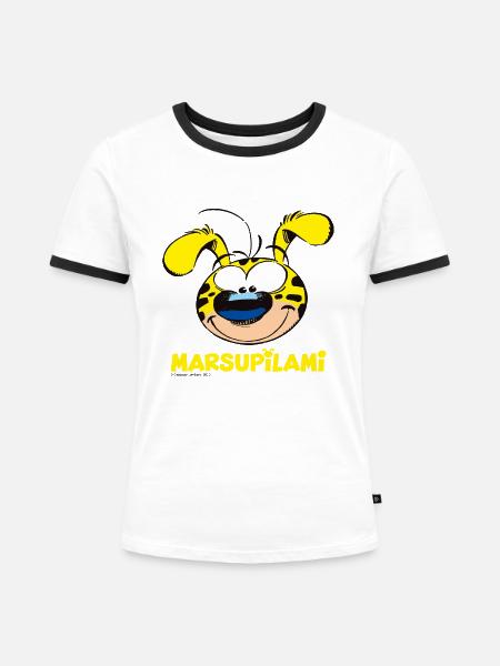 Marsupilami Kopf - Frauen Kontrast-T-Shirt - Weiß/Schwarz