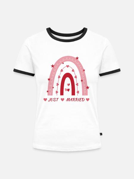 Just married! - Frauen Kontrast-T-Shirt - Weiß/Schwarz