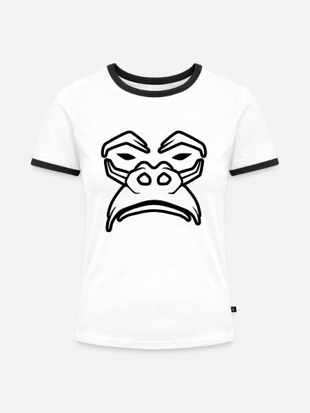 Mürrischer Gorilla - Frauen Kontrast-T-Shirt - Weiß/Schwarz