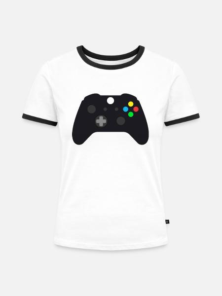 Game-Controller - Frauen Kontrast-T-Shirt - Weiß/Schwarz