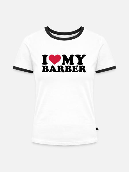 Barbier - Frauen Kontrast-T-Shirt - Weiß/Schwarz