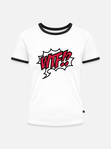 wtf - Frauen Kontrast-T-Shirt - Weiß/Schwarz