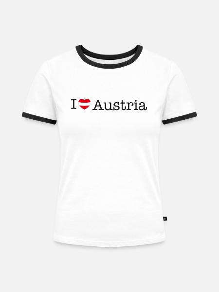 I love Austria - Frauen Kontrast-T-Shirt - Weiß/Schwarz