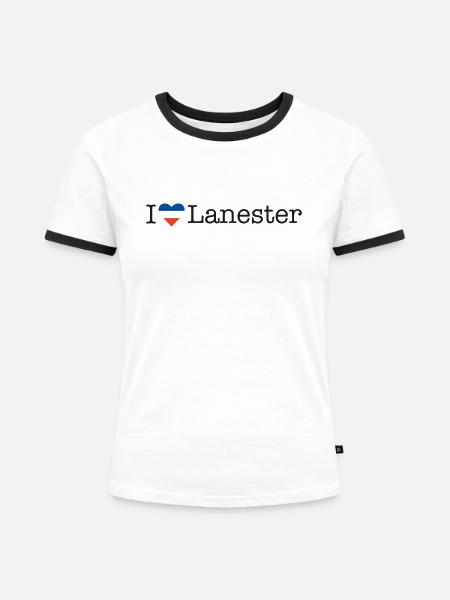 I love Lanester - Frauen Kontrast-T-Shirt - Weiß/Schwarz