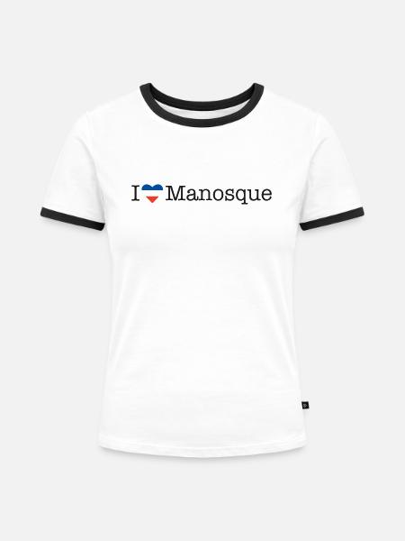 I love Manosque - Frauen Kontrast-T-Shirt - Weiß/Schwarz