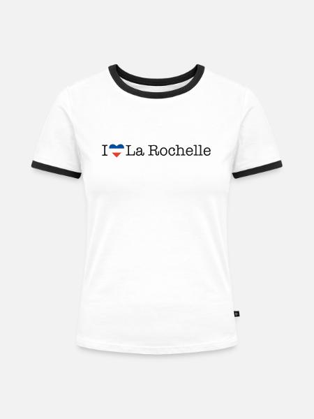 I love La Rochelle - Frauen Kontrast-T-Shirt - Weiß/Schwarz