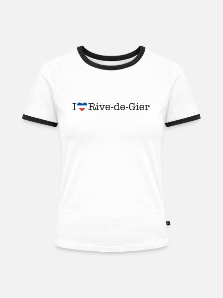 I love Rive de Gier - Frauen Kontrast-T-Shirt - Weiß/Schwarz