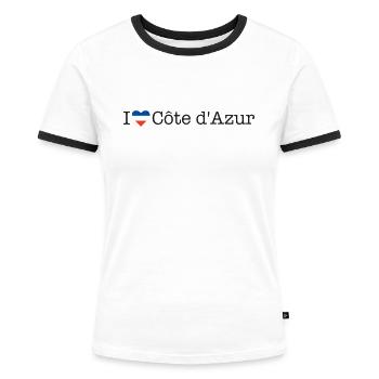 I love Côte d Azur - Frauen Kontrast-T-Shirt - Weiß/Schwarz - Vorne - Selfina (174cm)