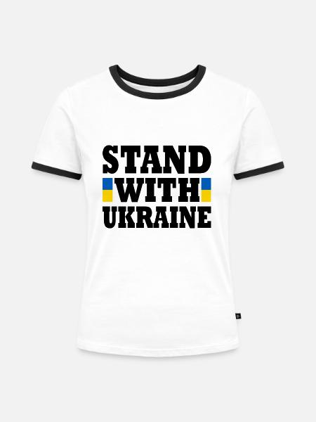 stand with ukraine - Frauen Kontrast-T-Shirt - Weiß/Schwarz