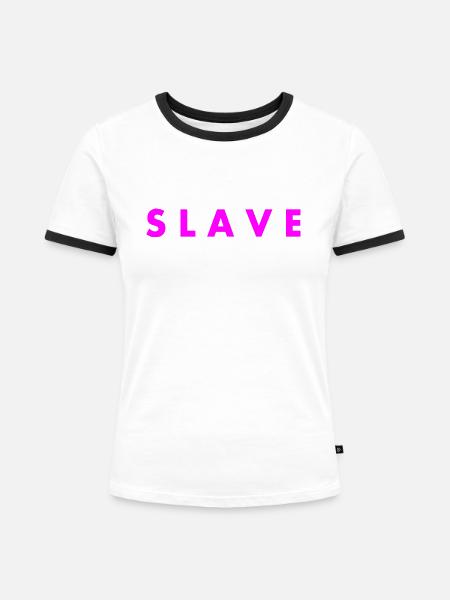 Slave - Frauen Kontrast-T-Shirt - Weiß/Schwarz