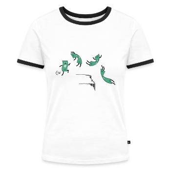 Comic Inflation - Frauen Kontrast-T-Shirt - Weiß/Schwarz - Vorne - Selfina (174cm)