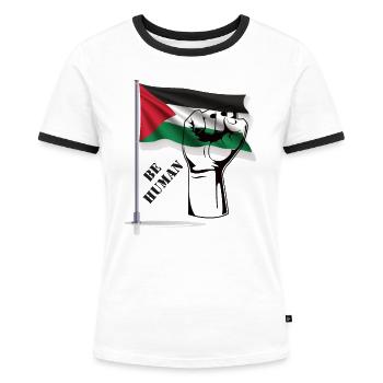 Free Gaza - Free Palästina - Palästina - Frauen Kontrast-T-Shirt - Weiß/Schwarz - Vorne - Selfina (174cm)
