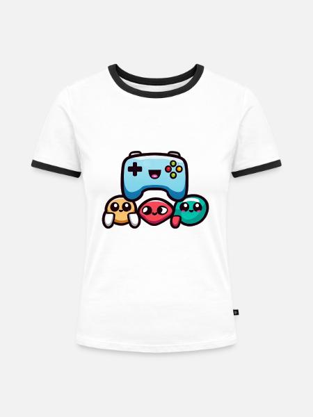 Game Controller - Frauen Kontrast-T-Shirt - Weiß/Schwarz