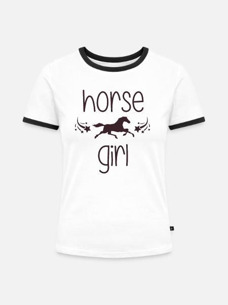 Pferd Girl - Frauen Kontrast-T-Shirt - Weiß/Schwarz