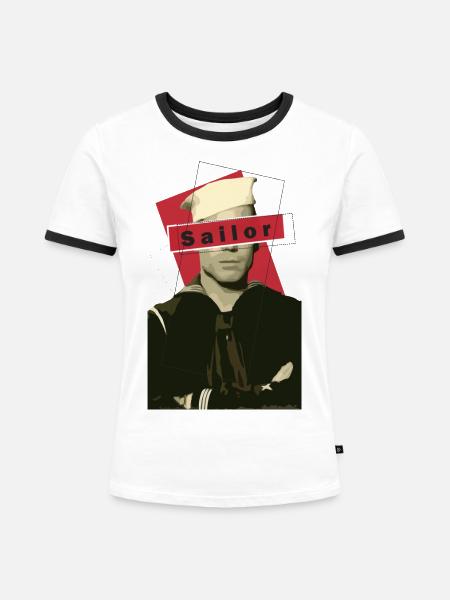 Sailor - Frauen Kontrast-T-Shirt - Weiß/Schwarz