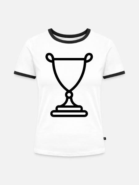 Trophäe - Frauen Kontrast-T-Shirt - Weiß/Schwarz