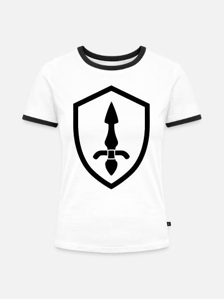 Schild - Frauen Kontrast-T-Shirt - Weiß/Schwarz