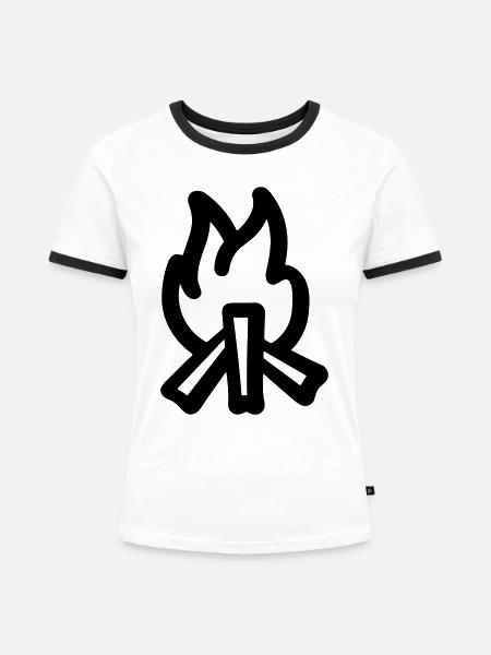 Lagerfeuer - Frauen Kontrast-T-Shirt - Weiß/Schwarz