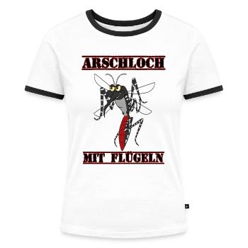 Moskito, Arschloch mit Flügeln Design 2 - Frauen Kontrast-T-Shirt - Weiß/Schwarz - Vorne - Selfina (174cm)