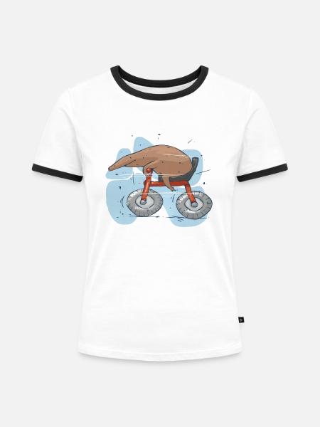 Mole auf dem Rad - Frauen Kontrast-T-Shirt - Weiß/Schwarz