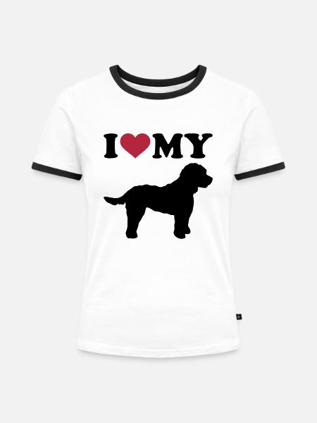 Cockapoo - Frauen Kontrast-T-Shirt - Weiß/Schwarz
