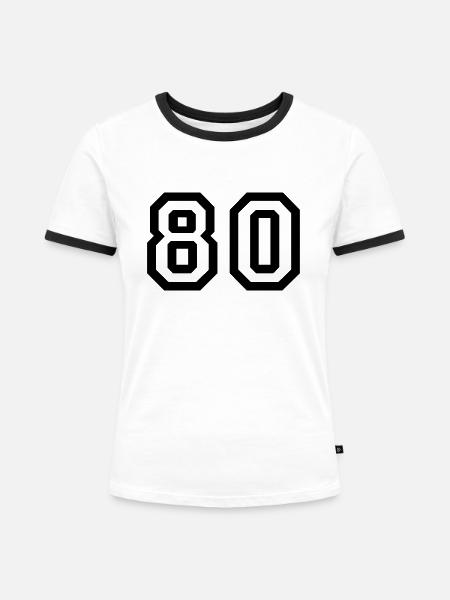 80 Collegestyle - Frauen Kontrast-T-Shirt - Weiß/Schwarz