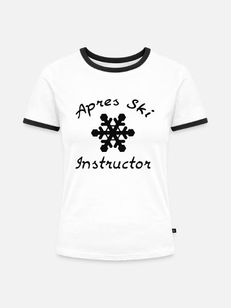 Apres Skilehrer - Frauen Kontrast-T-Shirt - Weiß/Schwarz