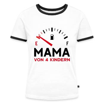 MAMA 4 KINDER MUTTER VIER KINDER MUTTERTAG - Frauen Kontrast-T-Shirt - Weiß/Schwarz - Vorne - Selfina (174cm)