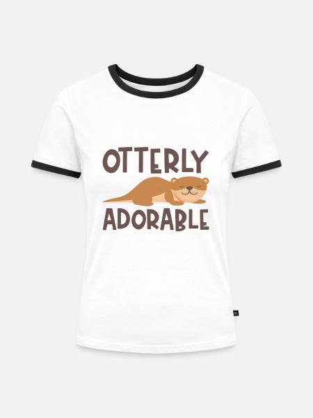 Otterly Entzückend - Frauen Kontrast-T-Shirt - Weiß/Schwarz