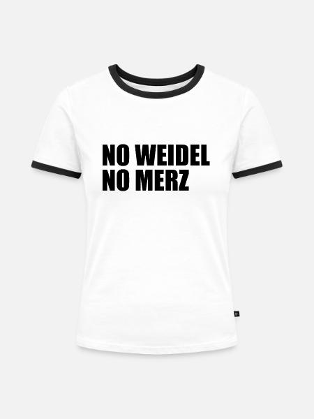 No weidel no merz - Frauen Kontrast-T-Shirt - Weiß/Schwarz