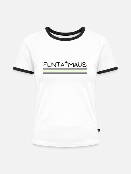 Flinta*Maus Logo agender flag - Frauen Kontrast-T-Shirt - Weiß/Schwarz