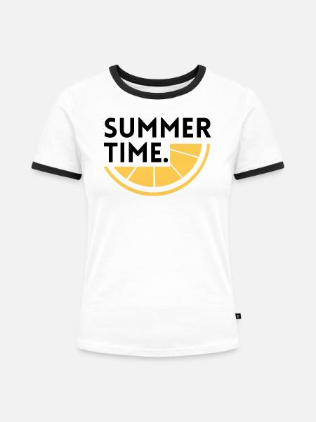 Sommerzeit - Zitrone - Frauen Kontrast-T-Shirt - Weiß/Schwarz