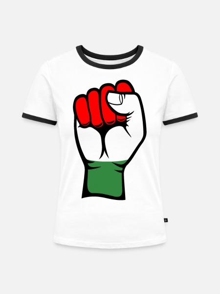 Ungarn Flagge Faust - Frauen Kontrast-T-Shirt - Weiß/Schwarz