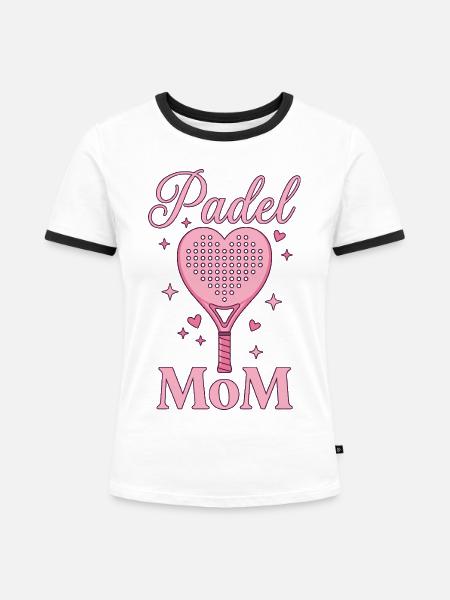 Padel Mom Herzpaddel - Frauen Kontrast-T-Shirt - Weiß/Schwarz