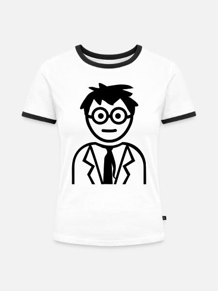 Professor - Frauen Kontrast-T-Shirt - Weiß/Schwarz