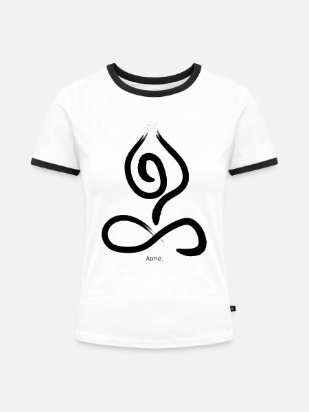 ATME YOGA - Frauen Kontrast-T-Shirt - Weiß/Schwarz