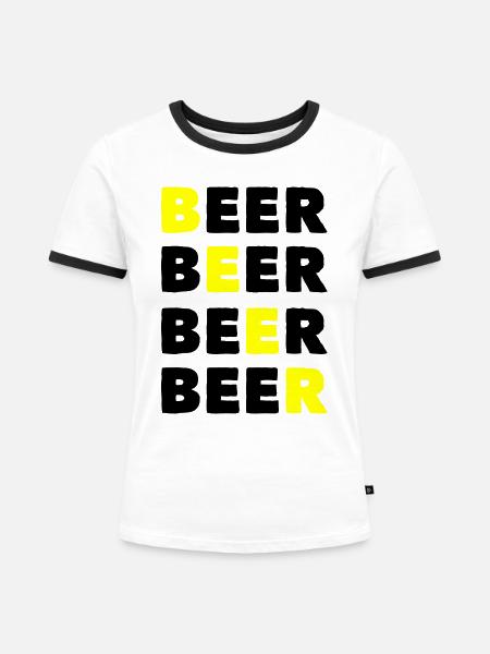 Bier Bier Bier Bier - Frauen Kontrast-T-Shirt - Weiß/Schwarz