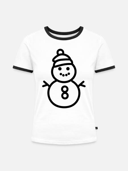 Schneemann - Frauen Kontrast-T-Shirt - Weiß/Schwarz