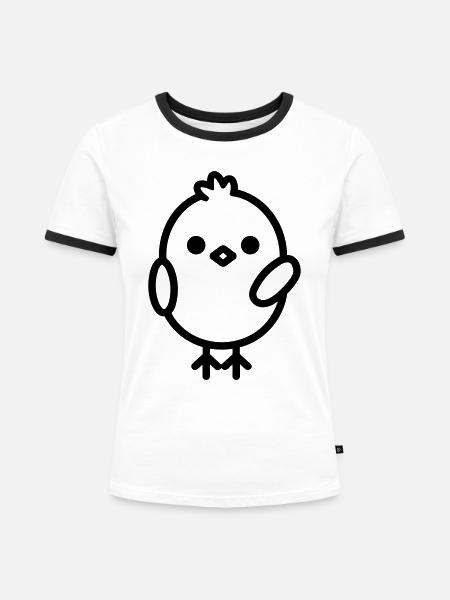Küken - Frauen Kontrast-T-Shirt - Weiß/Schwarz